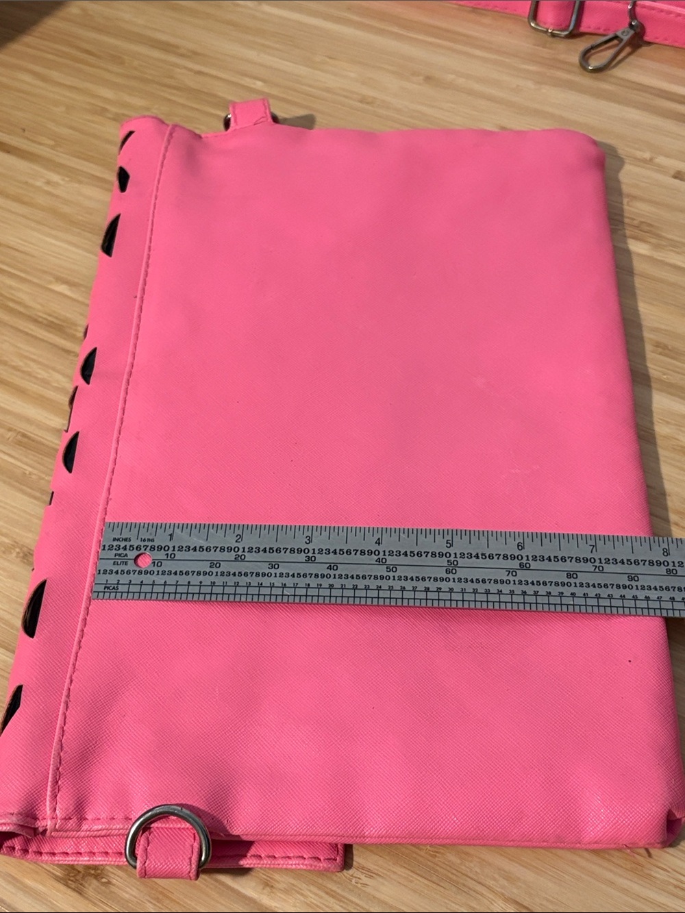 Pink & Black Laser-Cut Foldover Crossbody Envelope Purse Bag Retro - Picture 10 of 10